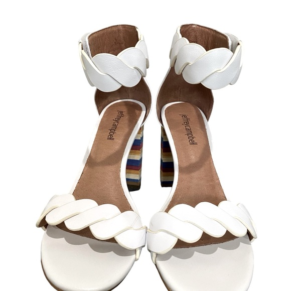 Jeffrey Campbell 3.5” Block Colorblock Heel Size 7.5 Red Blue Yellow Sandals - Picture 4 of 8